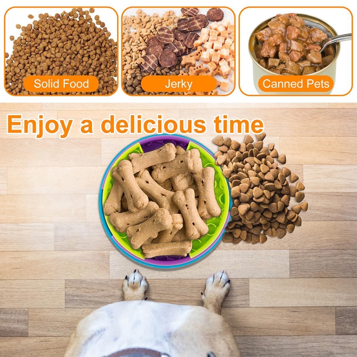 Pet Slow Food Bowl Anti Choking Cat Bowl,3in1 Interactive Dog Feeder Puzzle, Lick Mat & Slow Feeder BowlMental Stimulation Toy For Medium & Large Dogs - Image 9