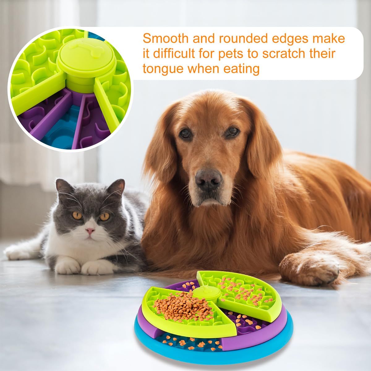 Pet Slow Food Bowl Anti Choking Cat Bowl,3in1 Interactive Dog Feeder Puzzle, Lick Mat & Slow Feeder BowlMental Stimulation Toy For Medium & Large Dogs - Image 7