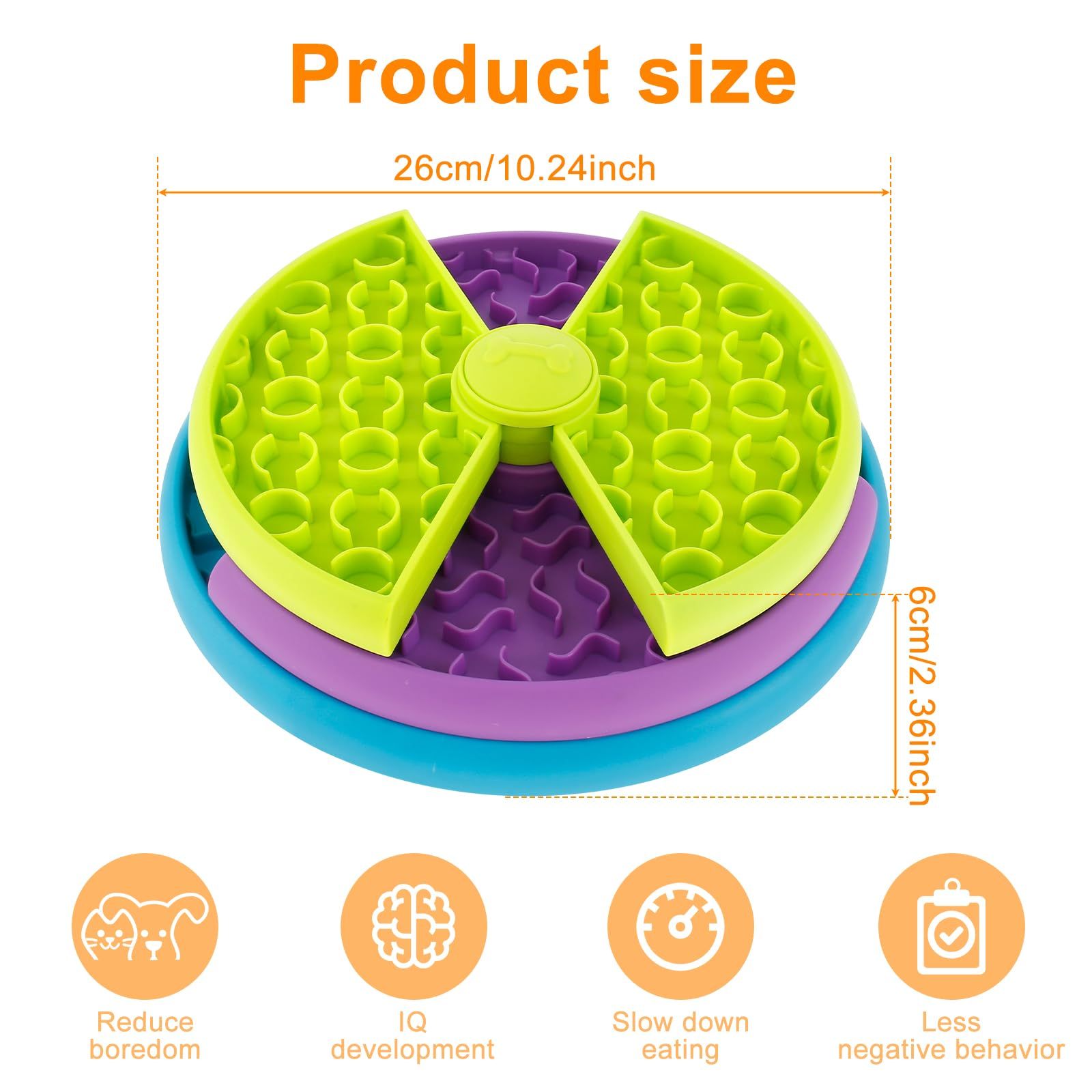 Pet Slow Food Bowl Anti Choking Cat Bowl,3in1 Interactive Dog Feeder Puzzle, Lick Mat & Slow Feeder BowlMental Stimulation Toy For Medium & Large Dogs - Image 8